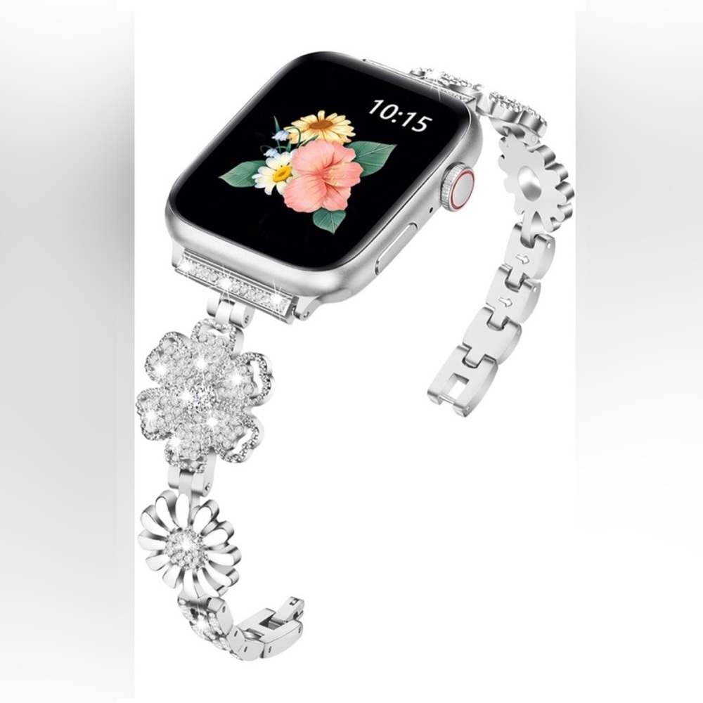 New KOREDA Glittering Rhinestone Flower Bracelet Compatible with Apple Watch